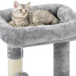 Cat Tree 34In Cat Tower Plush Cover with Condo, Platform & Basket for Indoor Kittens, Cat Furniture Activity Tree