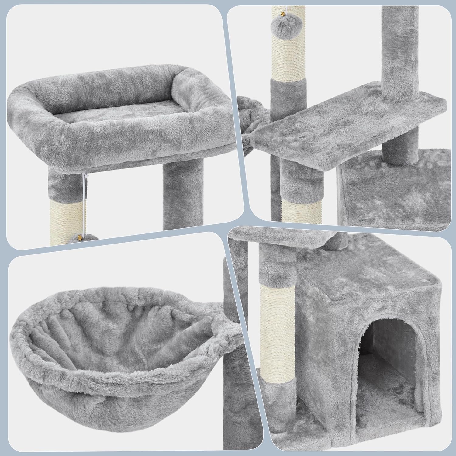 Cat Tree 34In Cat Tower Plush Cover with Condo, Platform & Basket for Indoor Kittens, Cat Furniture Activity Tree